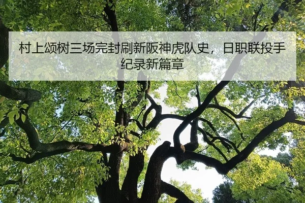 村上颂树三场完封刷新阪神虎队史，日职联投手纪录新篇章